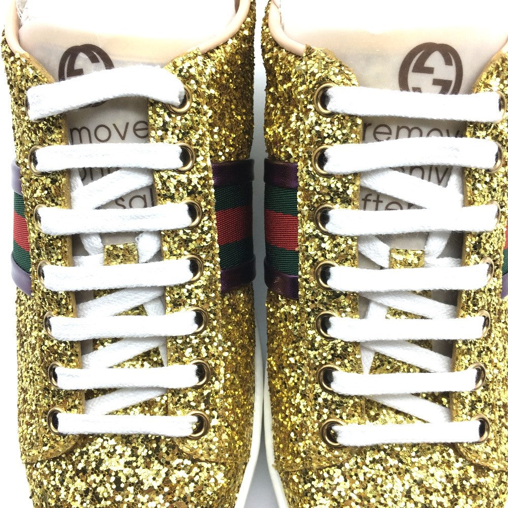 GUCCI sneakers 475610 Glitter Canvas , Sequins Gold type Sherry line 36.5