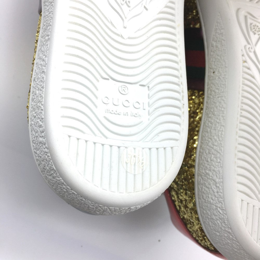 GUCCI sneakers 475610 Glitter Canvas , Sequins Gold type Sherry line 36.5