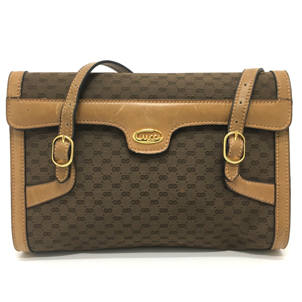GUCCI Shoulder Bag 067 GG canvas / leather Brown Micro GG Old Gucci Women Used