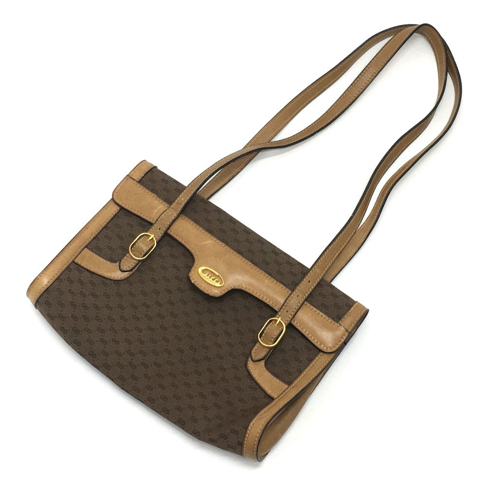 GUCCI Shoulder Bag 067 GG canvas / leather Brown Micro GG Old Gucci Women Used