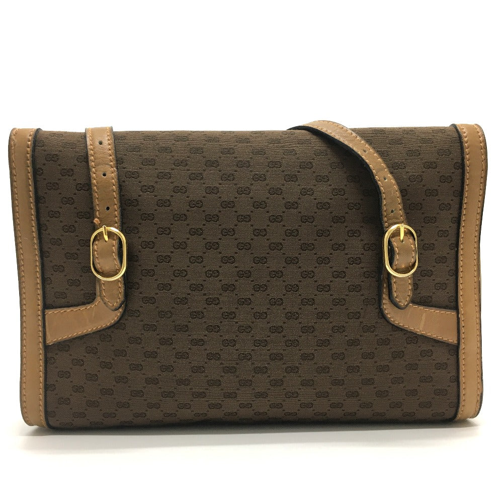 GUCCI Shoulder Bag 067 GG canvas / leather Brown Micro GG Old Gucci Women Used