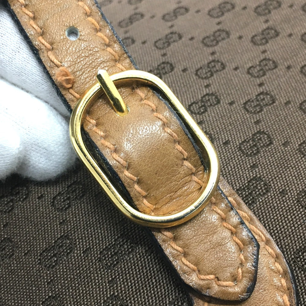 GUCCI Shoulder Bag 067 GG canvas / leather Brown Micro GG Old Gucci Women Used