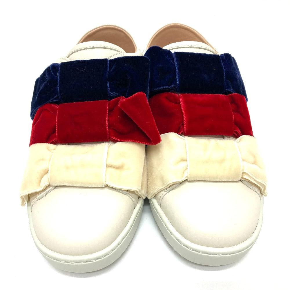 GUCCI sneakers 524989 Leather, Velour White x red x blue ribbon Bee bee 34
