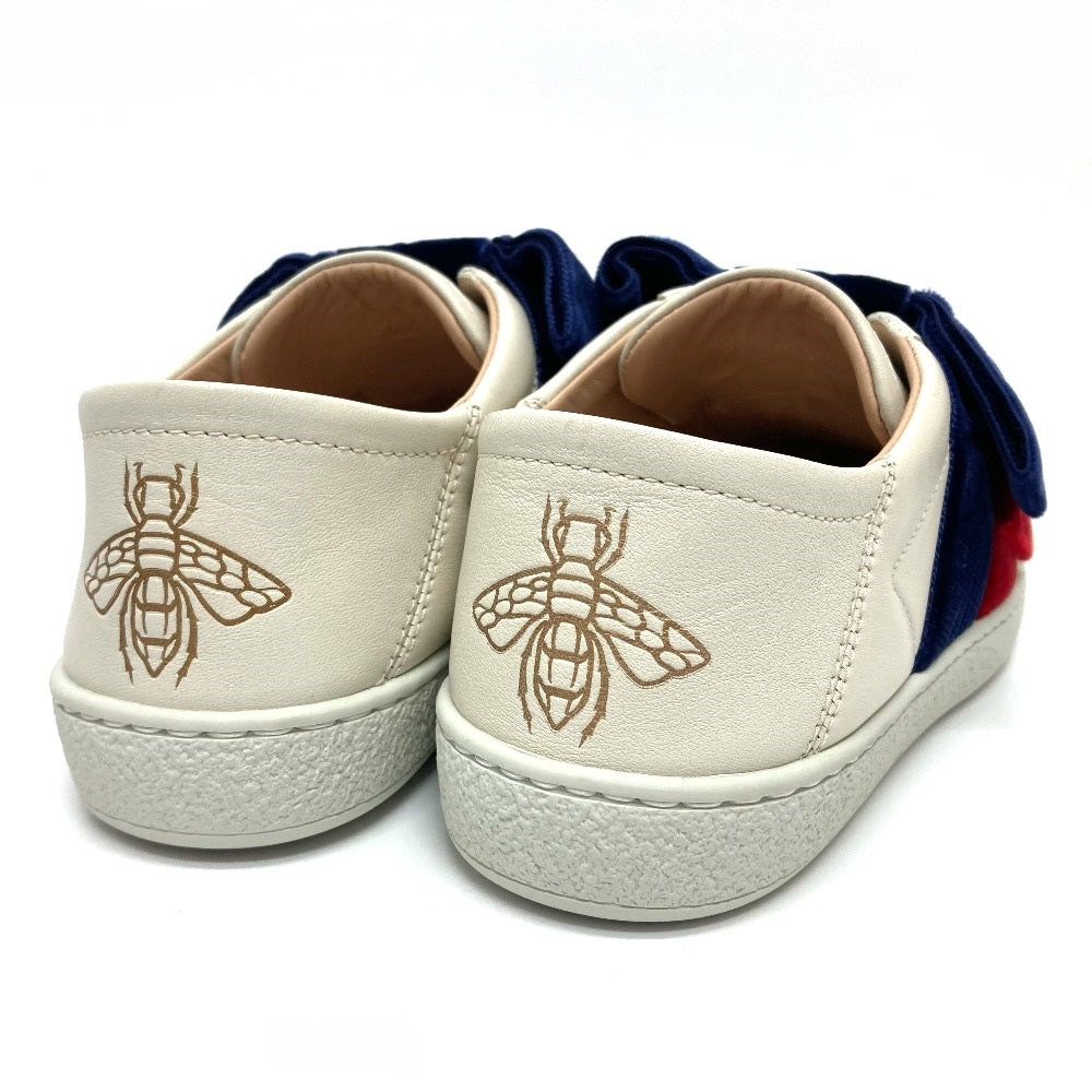 GUCCI sneakers 524989 Leather, Velour White x red x blue ribbon Bee bee 34