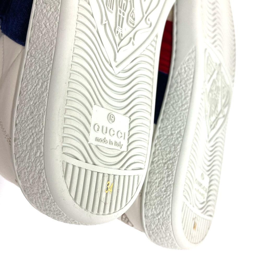 GUCCI sneakers 524989 Leather, Velour White x red x blue ribbon Bee bee 34