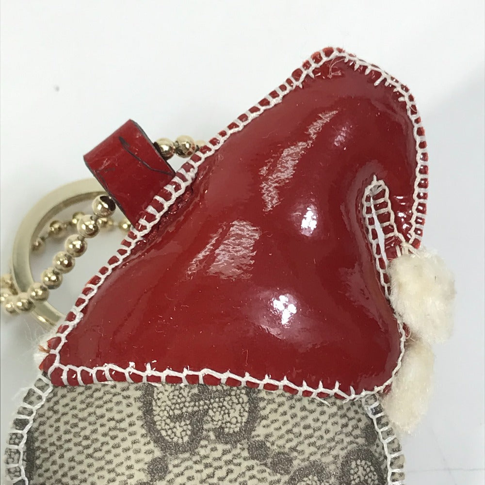 GUCCI Bag charm GG Supreme Canvas beige Gucciori Santa Claus Christmas Keyring GG Chihuahua dog Women Used