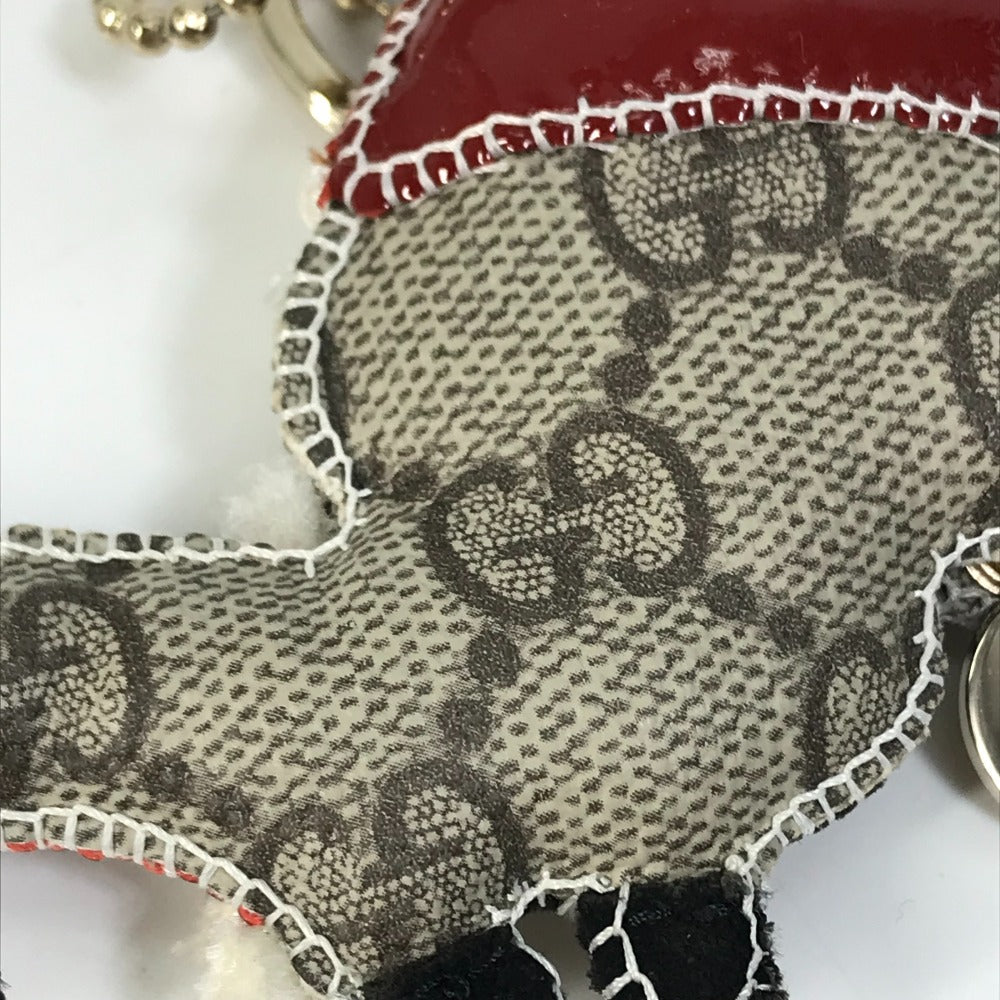 GUCCI Bag charm GG Supreme Canvas beige Gucciori Santa Claus Christmas Keyring GG Chihuahua dog Women Used