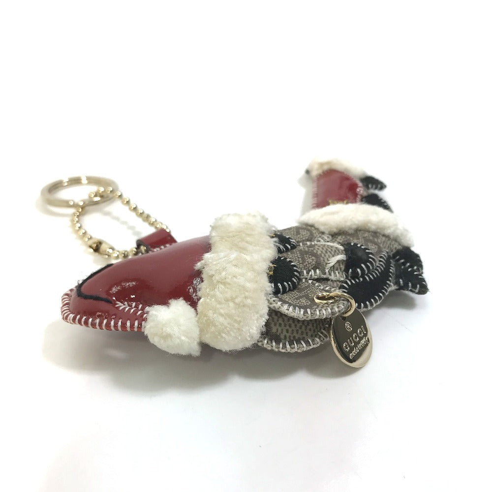GUCCI Bag charm GG Supreme Canvas beige Gucciori Santa Claus Christmas Keyring GG Chihuahua dog Women Used