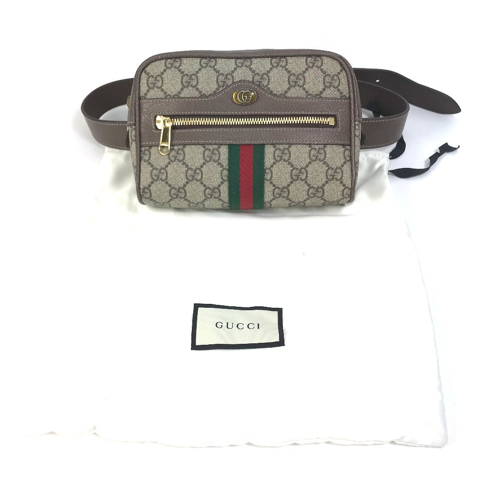 GUCCI Waist bag 517076 GG Supreme Canvas beige Sherry line OPHIDIA OPHIDIA Women Used