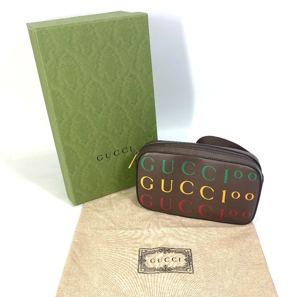 GUCCI Sling bag 602695 leather Brown cross bag belt bag 100th anniversary logo mens Used