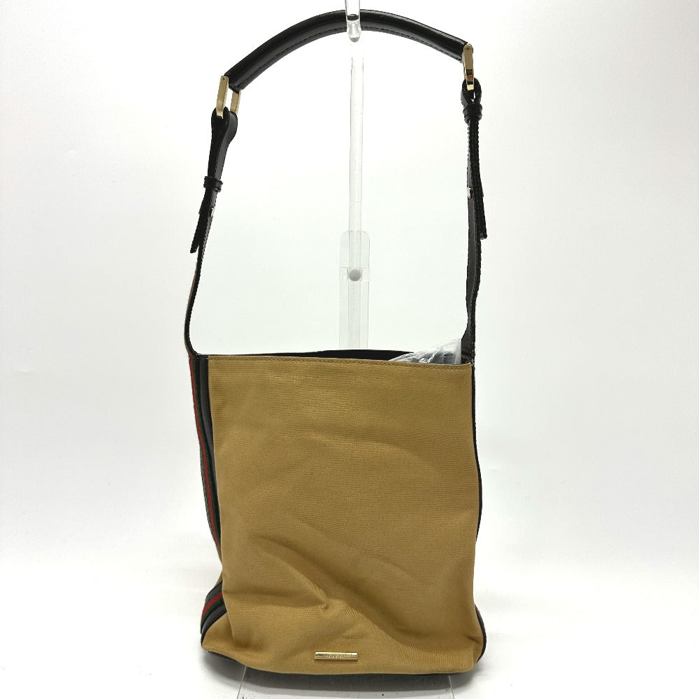 GUCCI Shoulder Bag 001�E4286 Leather / canvas beige vintage Sherry line Women Used