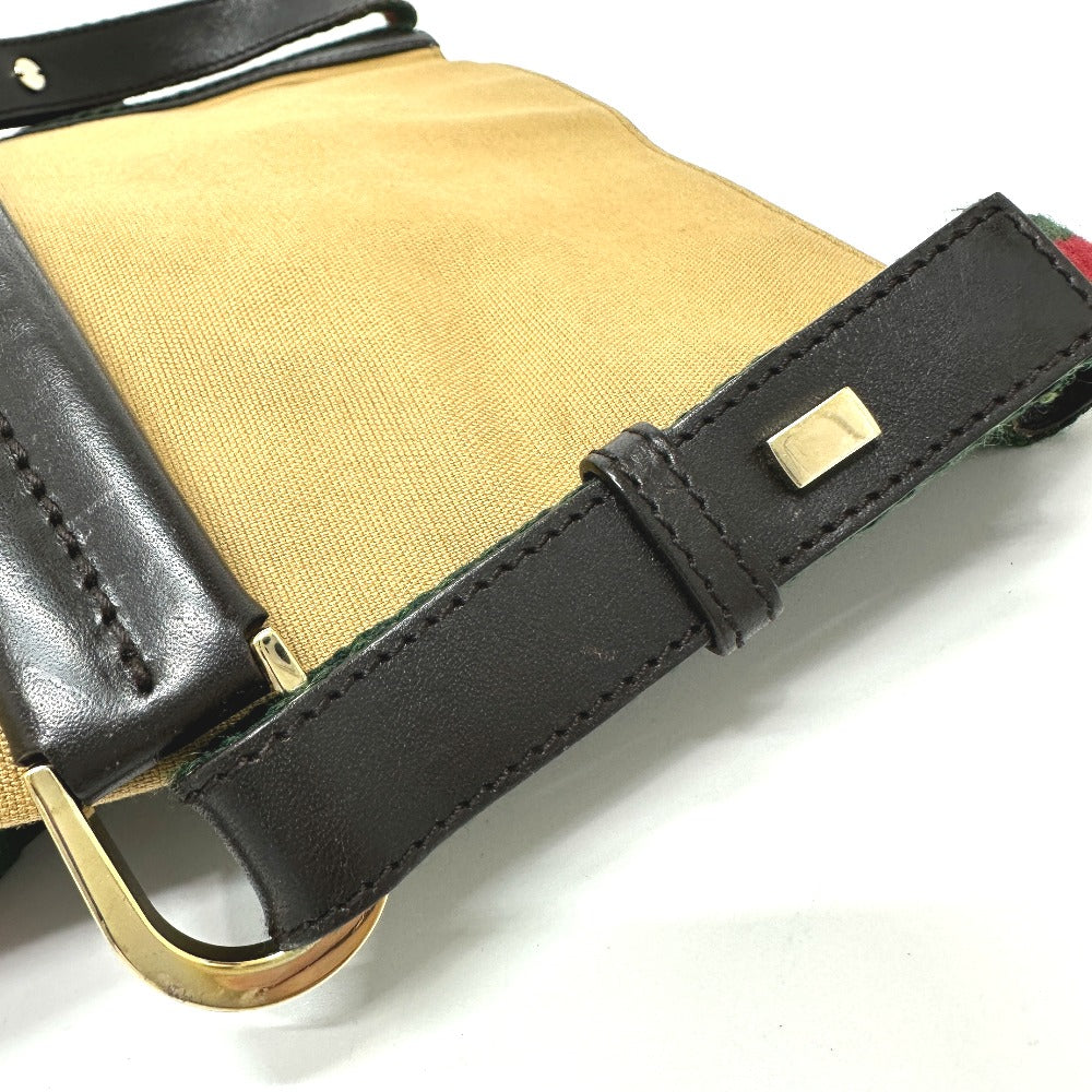 GUCCI Shoulder Bag 001�E4286 Leather / canvas beige vintage Sherry line Women Used
