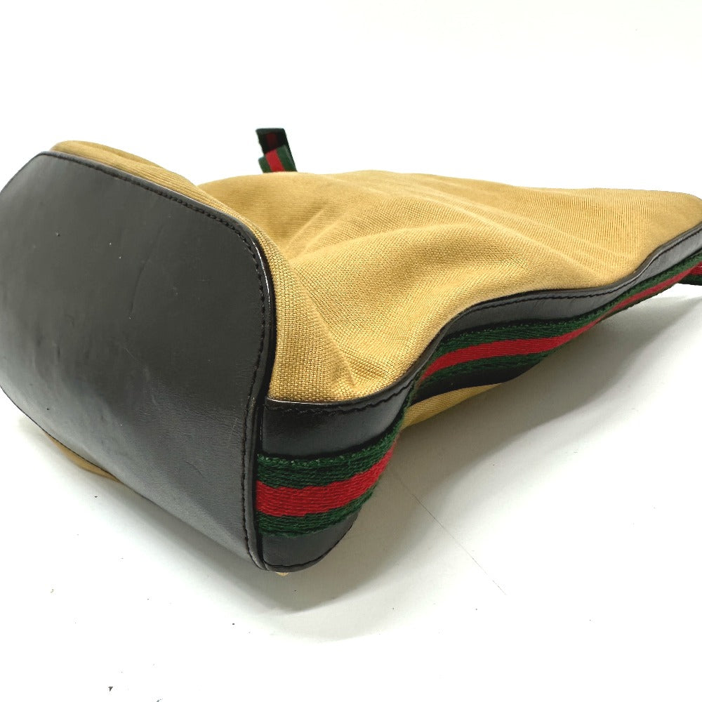 GUCCI Shoulder Bag 001�E4286 Leather / canvas beige vintage Sherry line Women Used