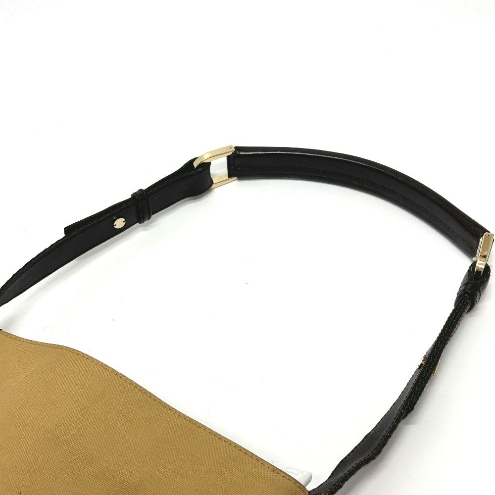 GUCCI Shoulder Bag 001�E4286 Leather / canvas beige vintage Sherry line Women Used