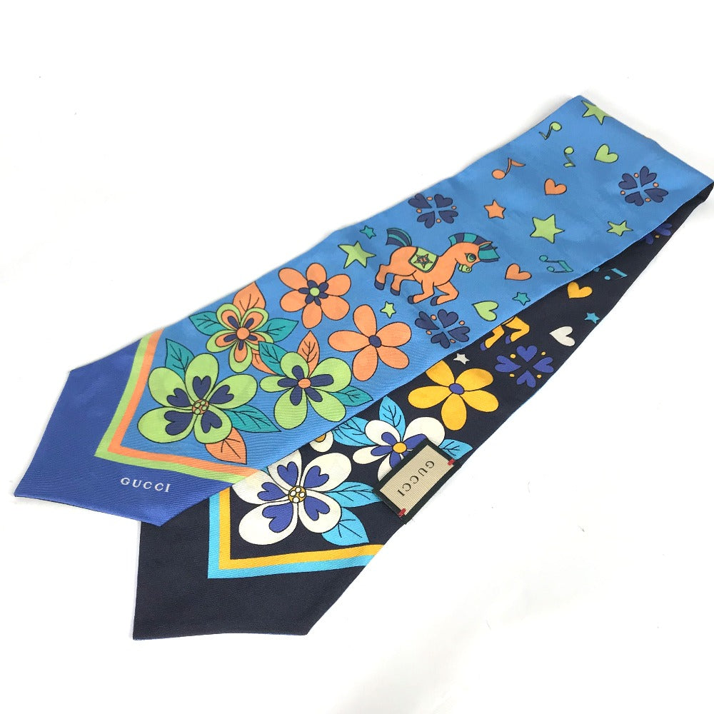 GUCCI scarf 698734 silk blue bandeau scarf Women Used