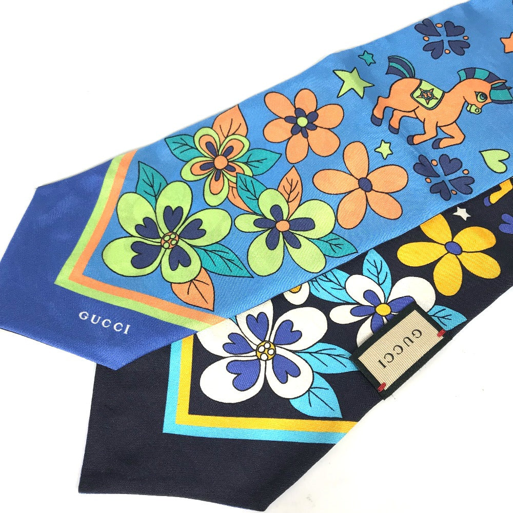 GUCCI scarf 698734 silk blue bandeau scarf Women Used