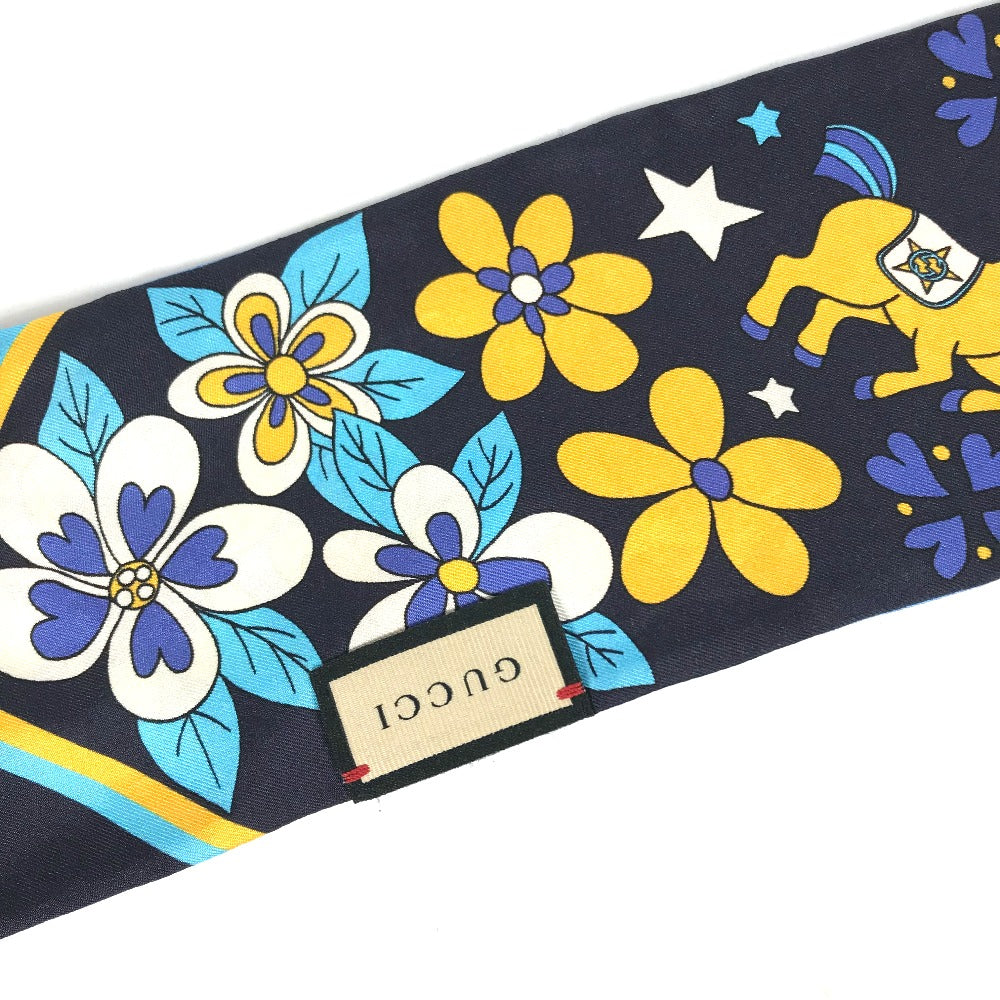 GUCCI scarf 698734 silk blue bandeau scarf Women Used