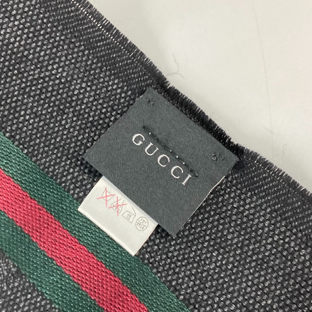GUCCI Scarf 268941 Wool, Silk gray Shelly line GG mens Used