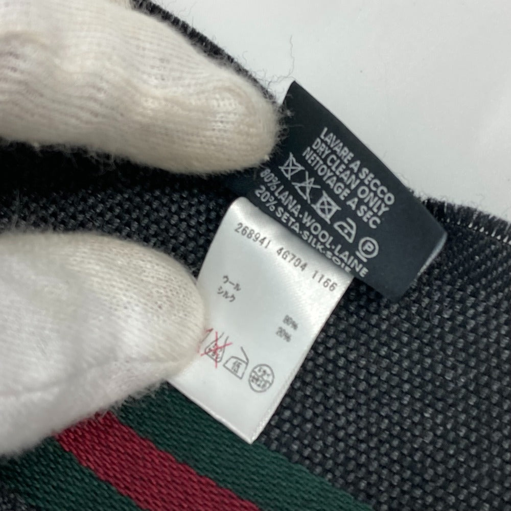 GUCCI Scarf 268941 Wool, Silk gray Shelly line GG mens Used
