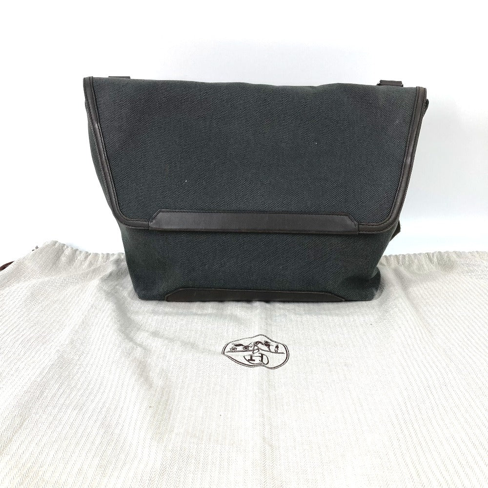 HERMES Shoulder Bag Canvas / leather khaki flap 2way handbag Allele Tour mens Used
