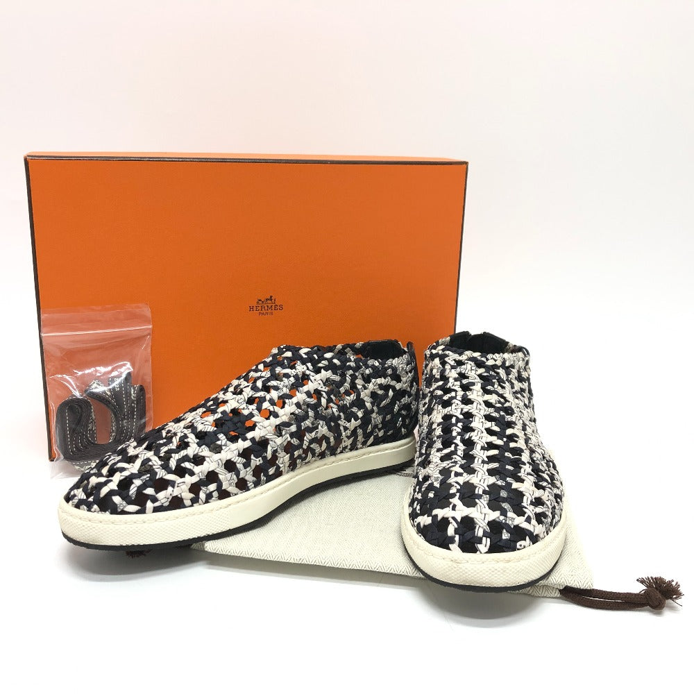 HERMES sneakers Silk, Leather Black type Slip-on Mesh 36.5