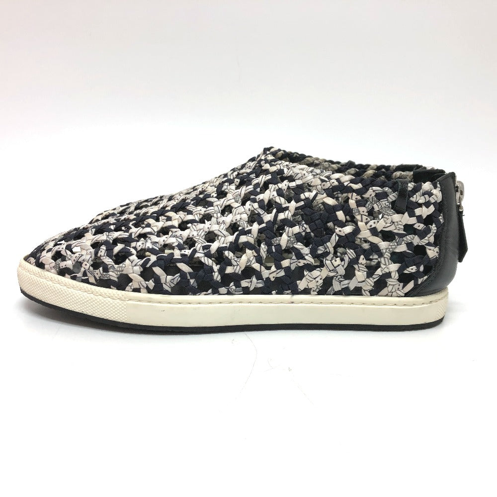 HERMES sneakers Silk, Leather Black type Slip-on Mesh 36.5