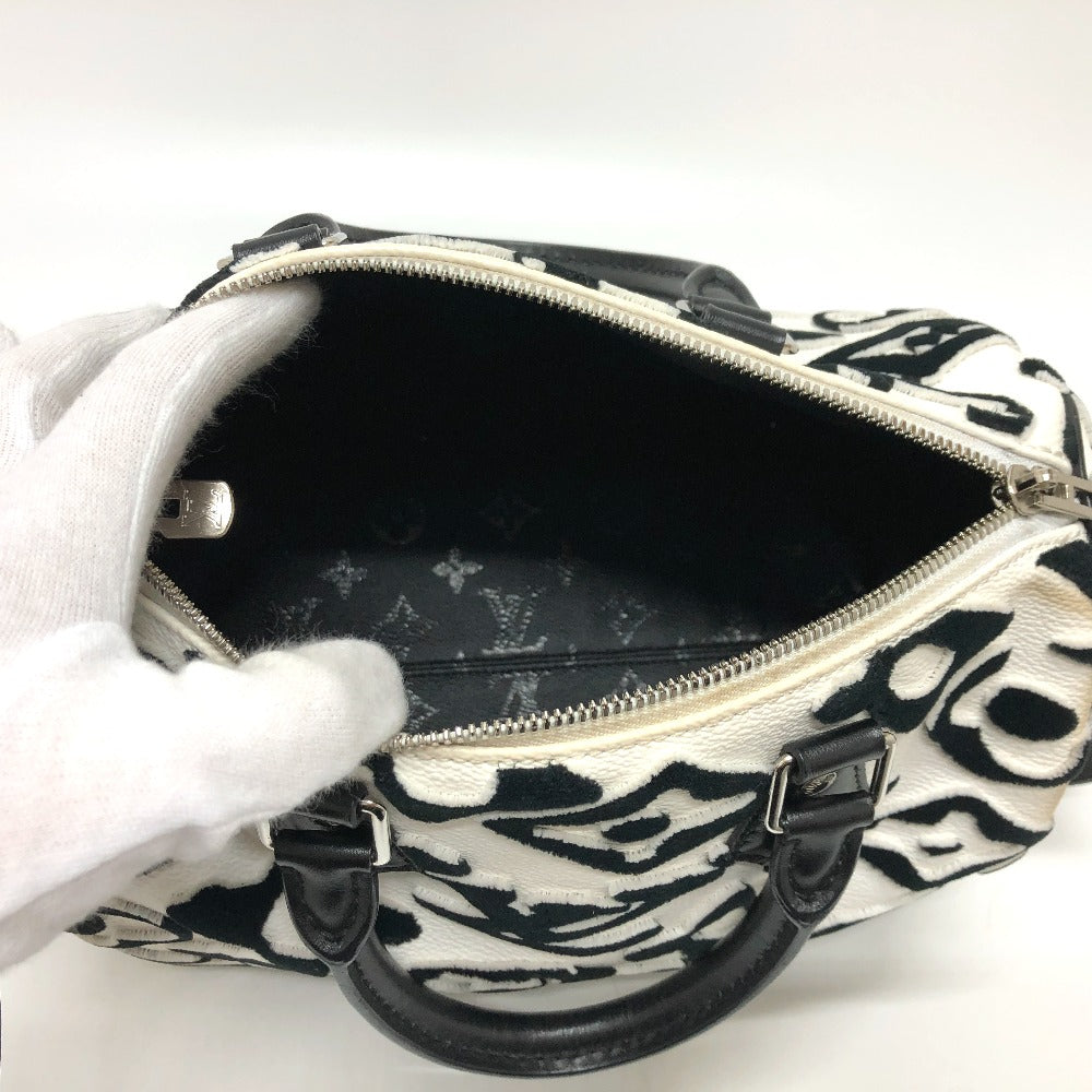 LOUIS VUITTON Boston Duffel bag M45563 leather White x black Tufted Monogram Canvas VxUF Speedy bandouliere 25
