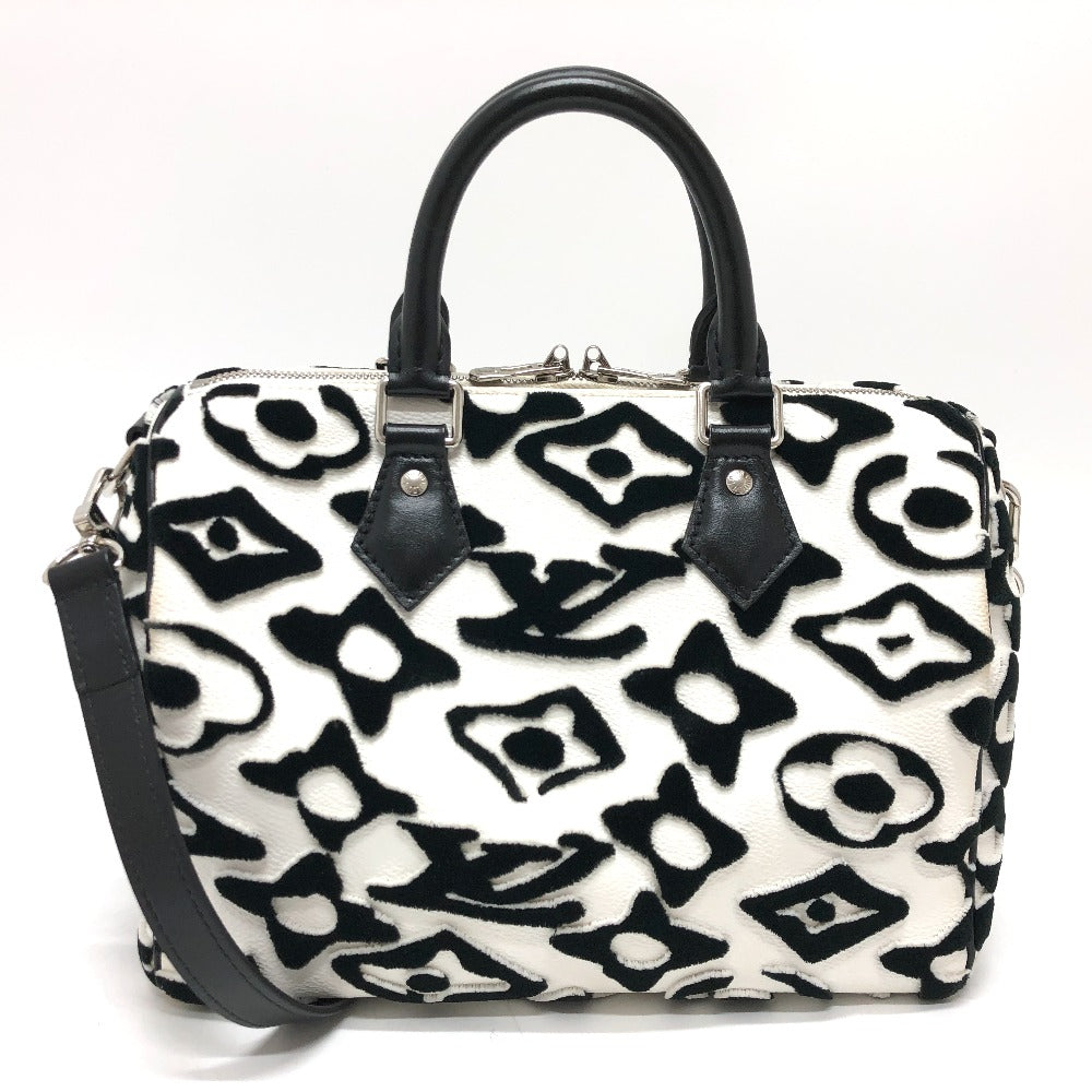 LOUIS VUITTON Boston Duffel bag M45563 leather White x black Tufted Monogram Canvas VxUF Speedy bandouliere 25