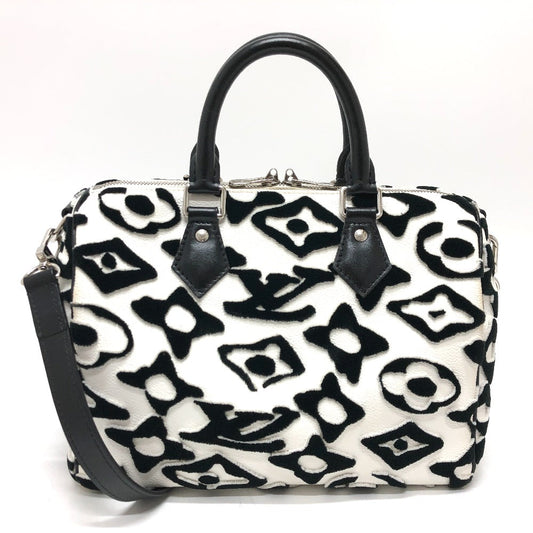 LOUIS VUITTON Boston Duffel bag M45563 leather White x black Tufted Monogram Canvas VxUF Speedy bandouliere 25