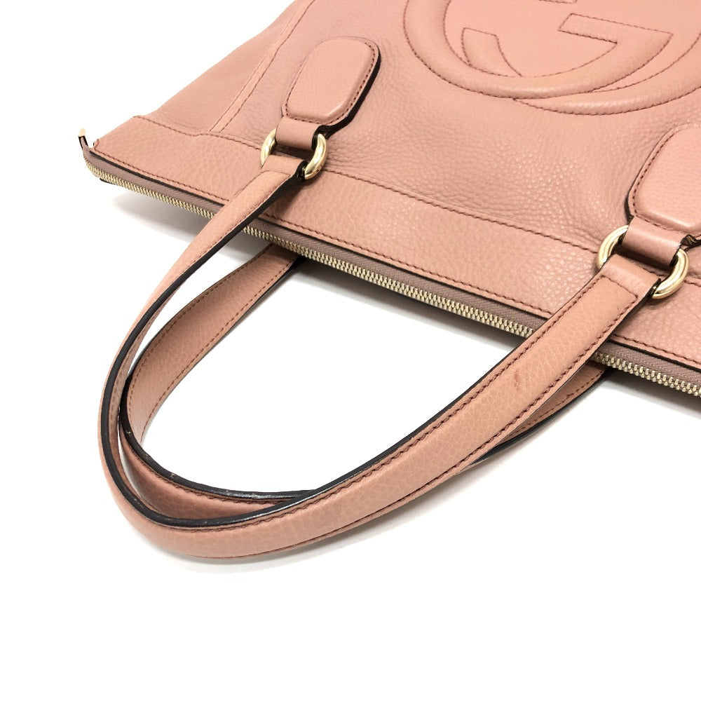 GUCCI Handbag 282307 leather pink beige Soho Interlocking G Women Used