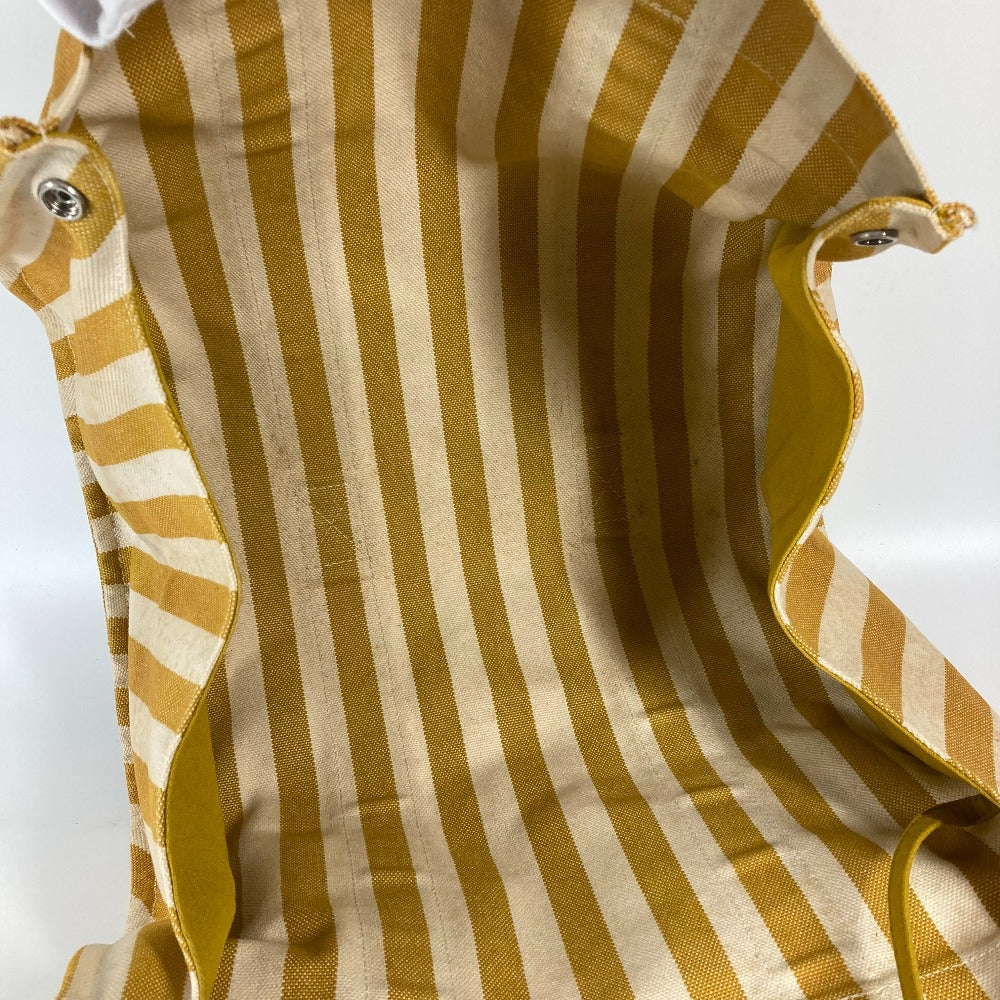 HERMES Tote Bag canvas yellow With porch Cannes MM Stripes Women Used