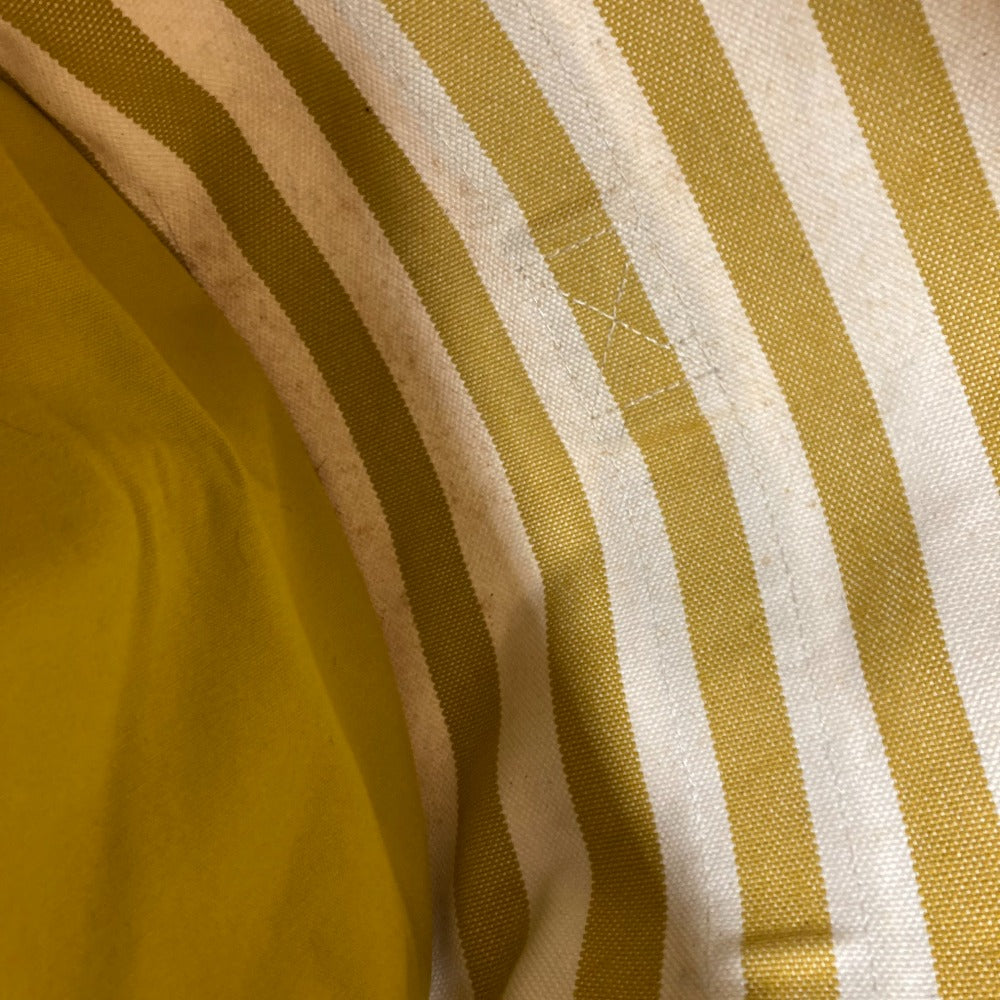 HERMES Tote Bag canvas yellow With porch Cannes MM Stripes Women Used