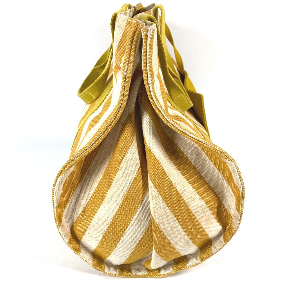 HERMES Tote Bag canvas yellow With porch Cannes MM Stripes Women Used