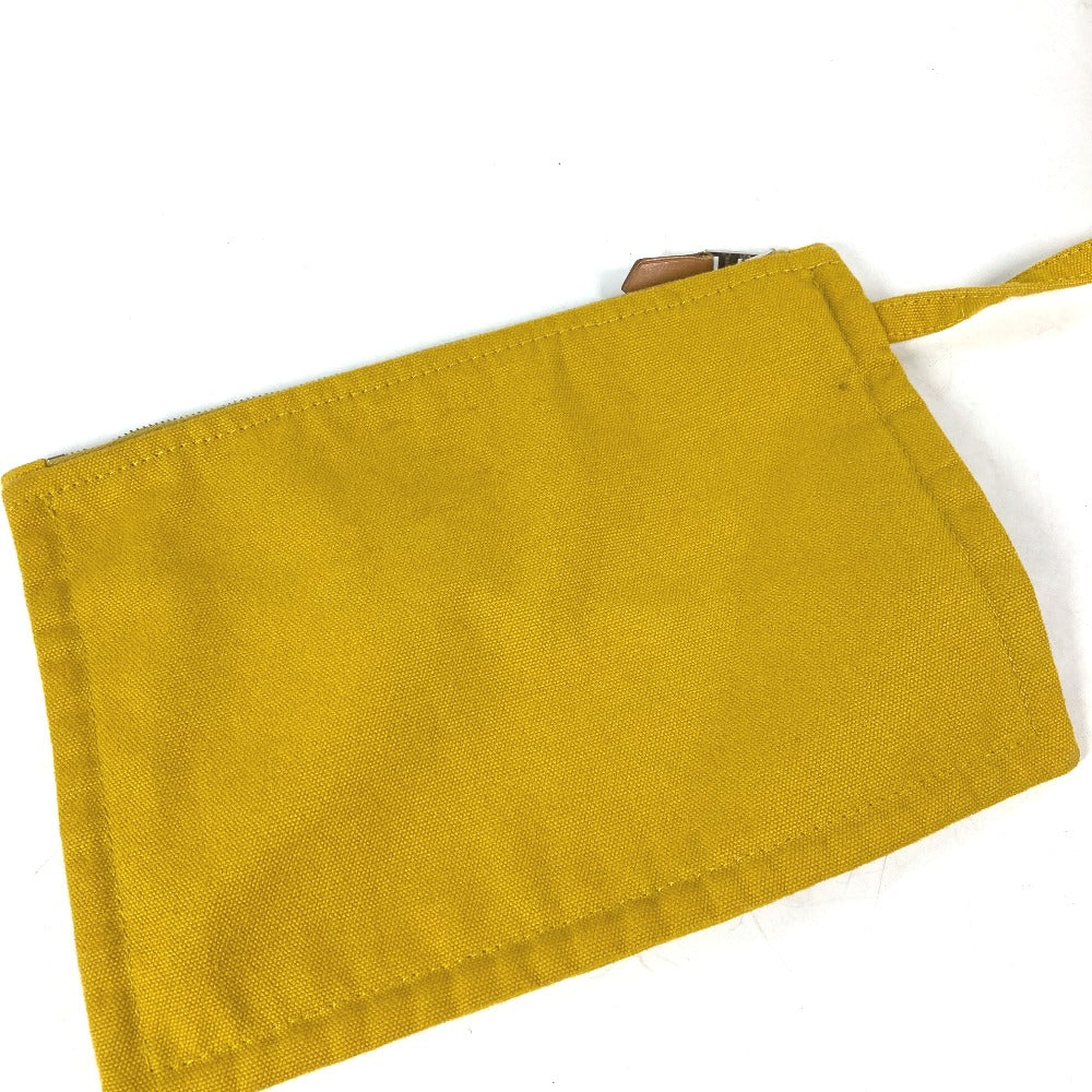 HERMES Tote Bag canvas yellow With porch Cannes MM Stripes Women Used