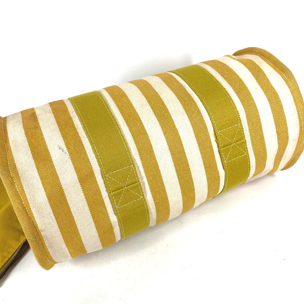 HERMES Tote Bag canvas yellow With porch Cannes MM Stripes Women Used
