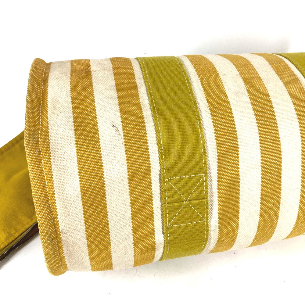 HERMES Tote Bag canvas yellow With porch Cannes MM Stripes Women Used