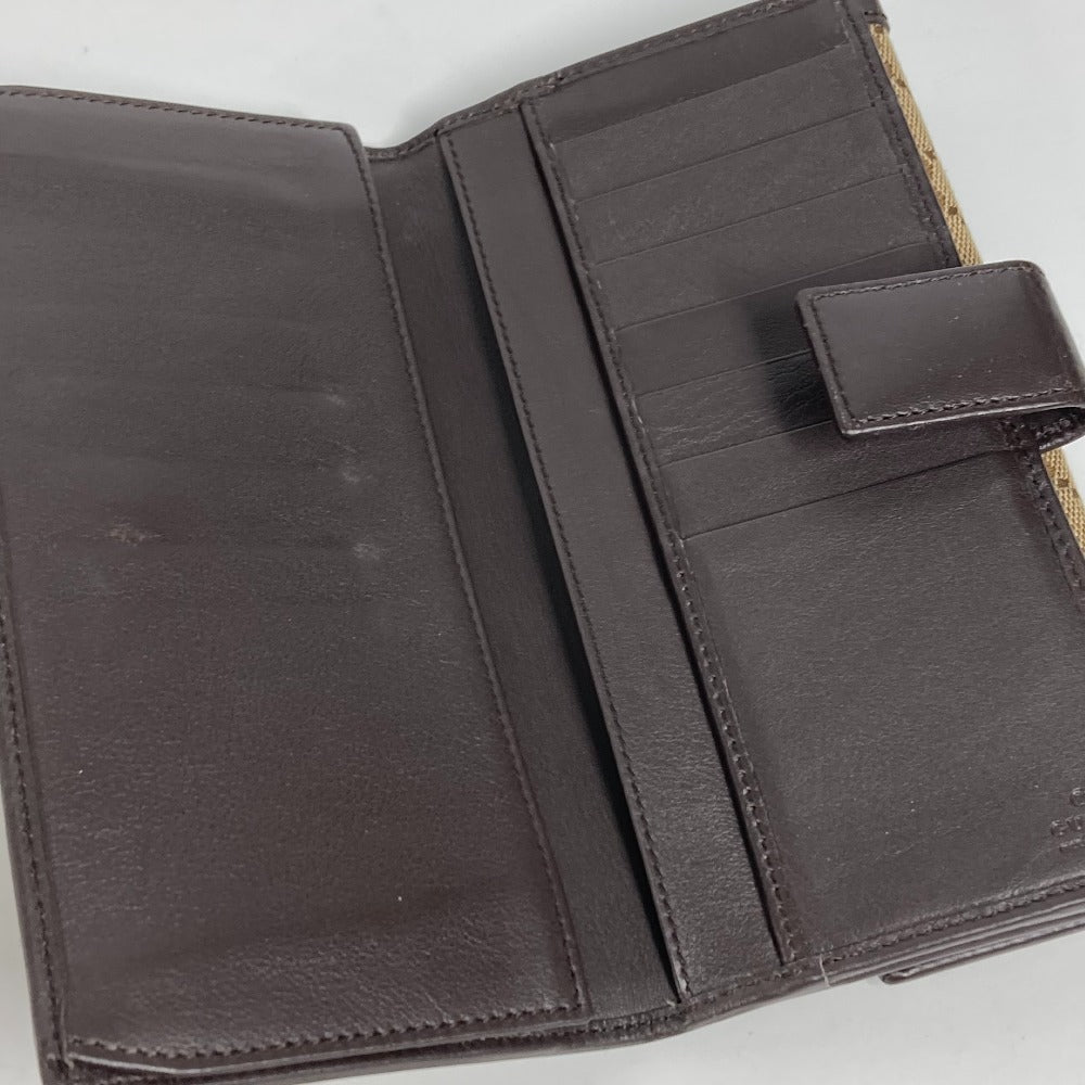GUCCI Long Wallet Purse 282426  GG canvas / leather beige GG long wallet Interlocking G Women Used
