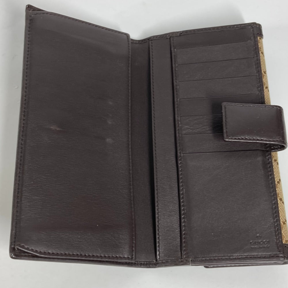 GUCCI Long Wallet Purse 282426  GG canvas / leather beige GG long wallet Interlocking G Women Used