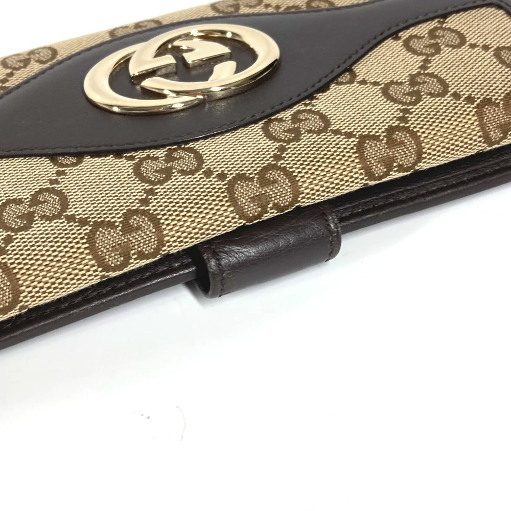 GUCCI Long Wallet Purse 282426  GG canvas / leather beige GG long wallet Interlocking G Women Used