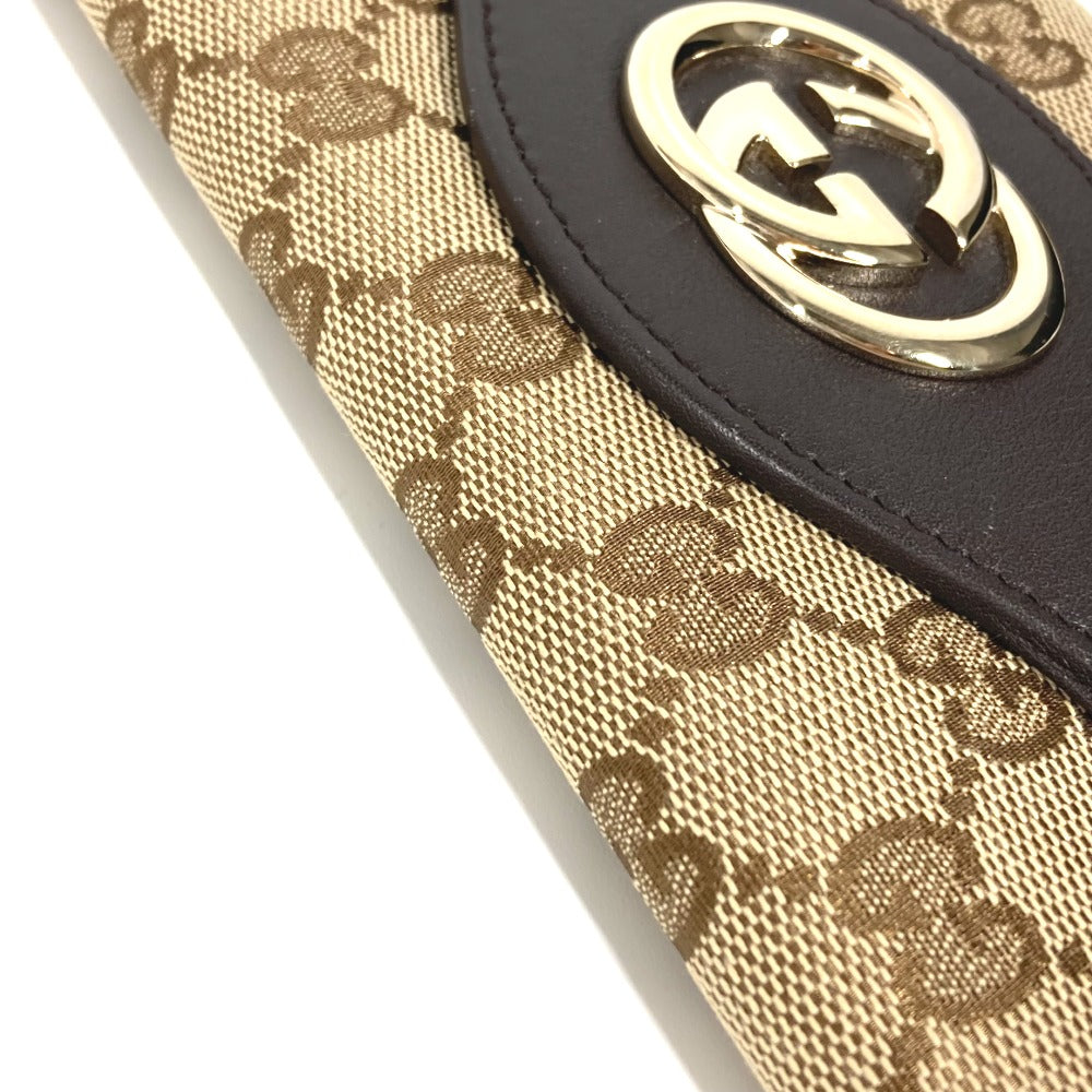 GUCCI Long Wallet Purse 282426  GG canvas / leather beige GG long wallet Interlocking G Women Used