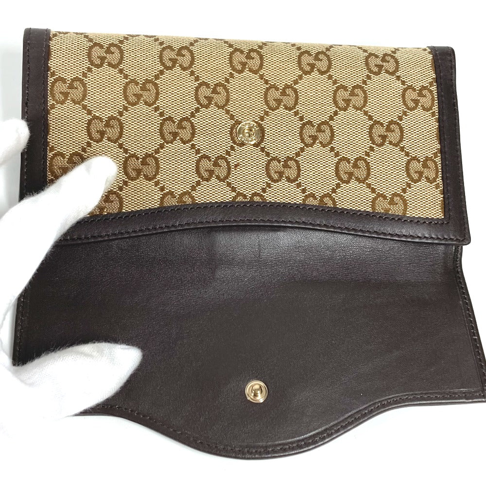 GUCCI Long Wallet Purse 282426  GG canvas / leather beige GG long wallet Interlocking G Women Used