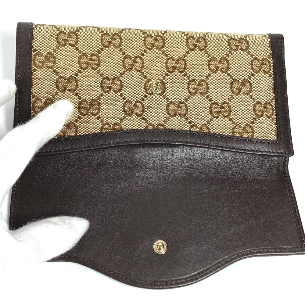 GUCCI Long Wallet Purse 282426  GG canvas / leather beige GG long wallet Interlocking G Women Used