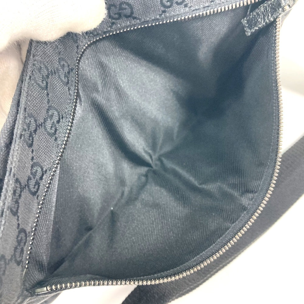 GUCCI Sling bag 28566 GG canvas / leather black Shoulder Bag Cross GG mens Used