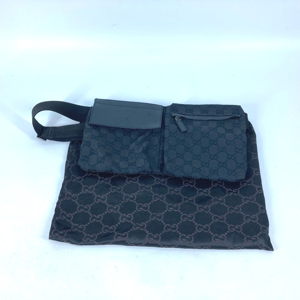 GUCCI Sling bag 28566 GG canvas / leather black Shoulder Bag Cross GG mens Used