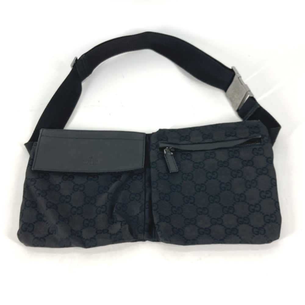GUCCI Sling bag 28566 GG canvas / leather black Shoulder Bag Cross GG mens Used