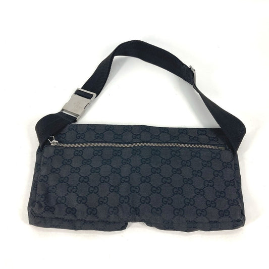 GUCCI Sling bag 28566 GG canvas / leather black Shoulder Bag Cross GG mens Used