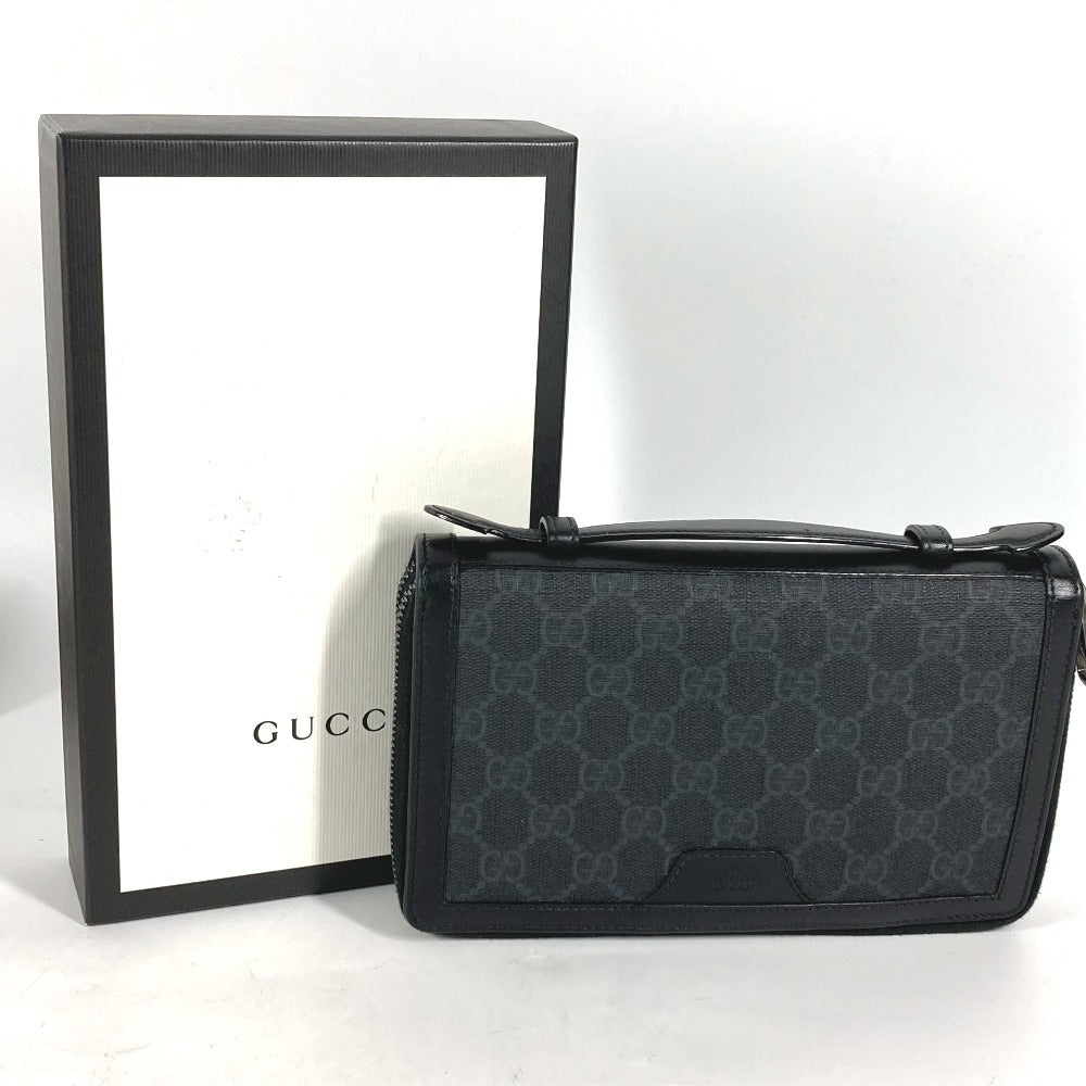 GUCCI Long Wallet Purse 409206 GG Supreme Canvas black GG Supreme Travel case handbag mens Used