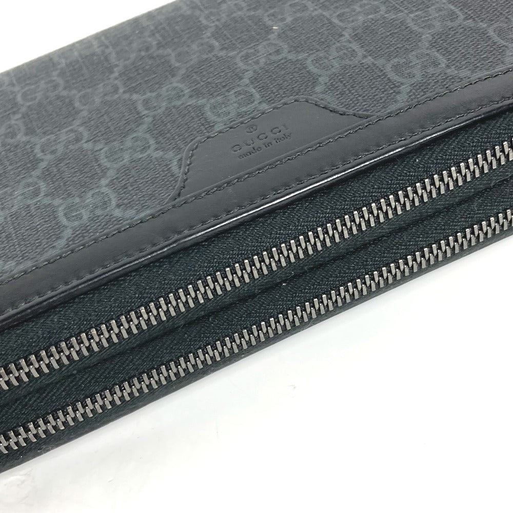 GUCCI Long Wallet Purse 409206 GG Supreme Canvas black GG Supreme Travel case handbag mens Used