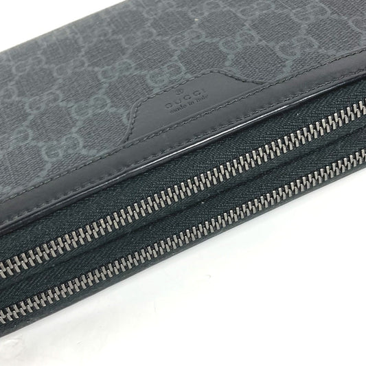 GUCCI Long Wallet Purse 409206 GG Supreme Canvas black GG Supreme Travel case handbag mens Used
