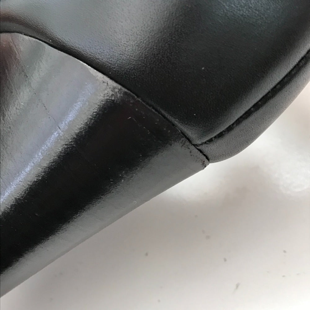 HERMES Sandals leather black Shoes Heels Bicolor Chene Dunkle Women 37 Used